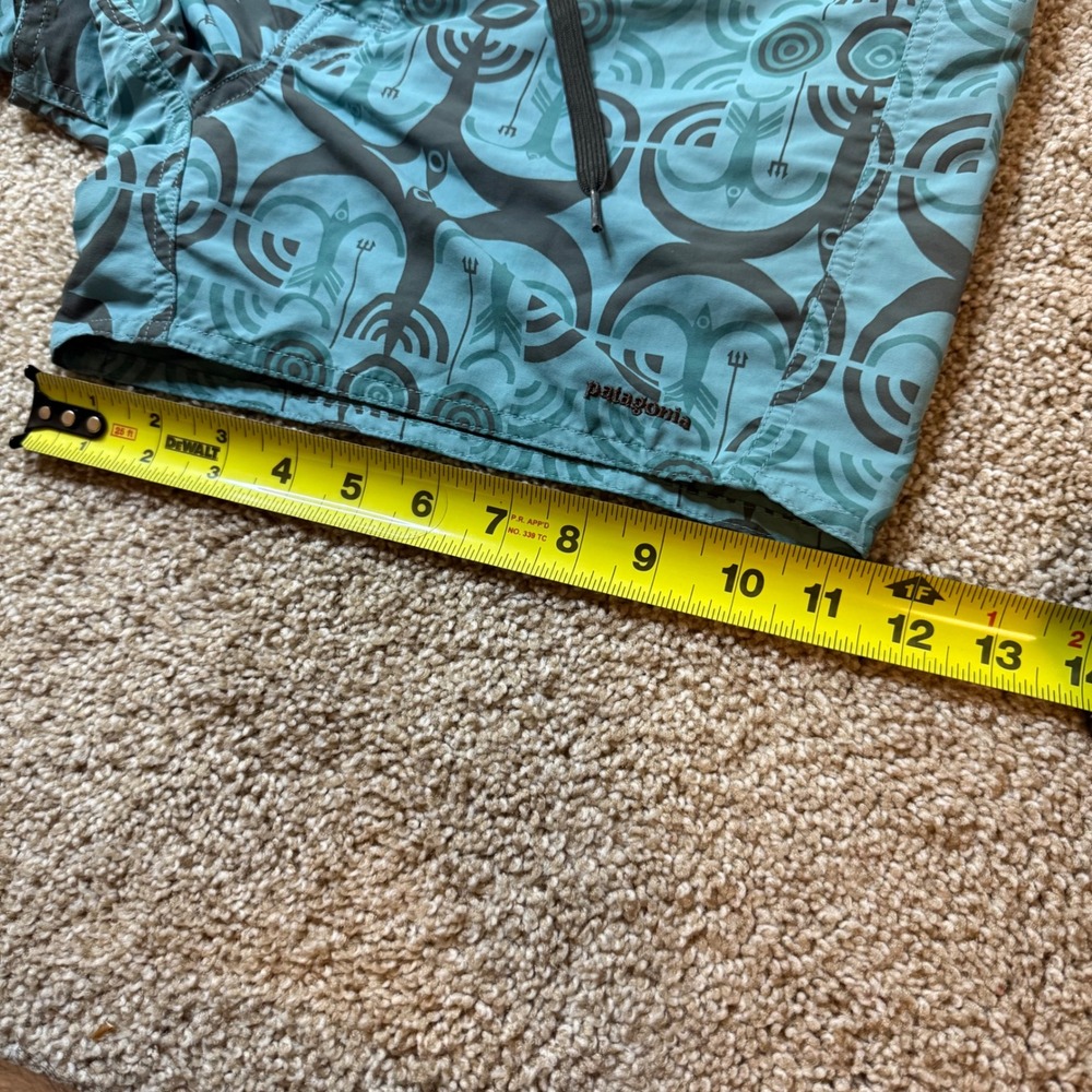 Patagonia Board Shorts Womens 10 Blue Tribal Geometric Print Swim Surf Trunks - Picture 5 of 7